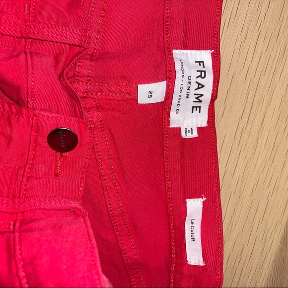 Frame Le Cutoff Shorts Vintage Red 25 - Picture 13 of 13